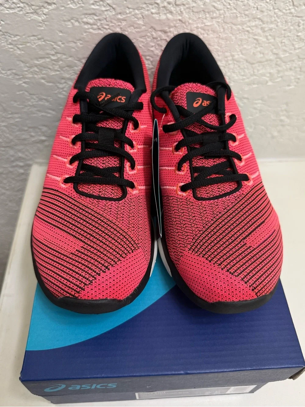 ASICS Women's fuzeX Knit Running Shoe Pink Glo/Flash Coral/Black 8.5